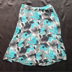 Cato Aqua & Gray Floral A-Line Skirt Size 14/16W